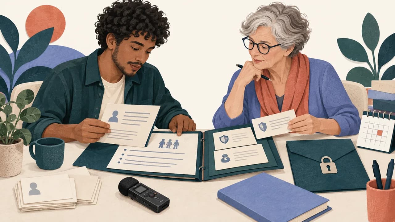 Orientador e estudante revisam protocolo, instrumento e fluxo de dados antes da submissão.